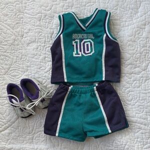 1999 American Girl Basketball Outfit Teal and Purple Jersey Set